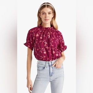 Hill House Kit Top in Burgundy Botanical Size S